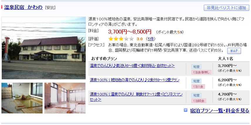 温泉民宿　かわの